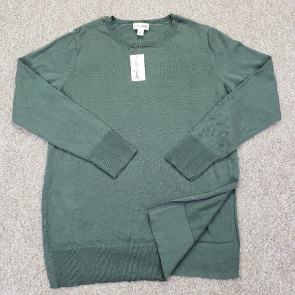 Maison Jules Womens Pullover Sweater Pale Sage Green - Picture 2 of 8